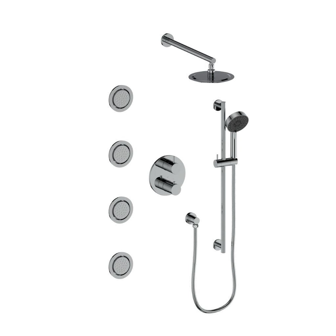 ZLINE Emerald Bay Chrome Thermostatic Rain Shower System With 4 Body Jets