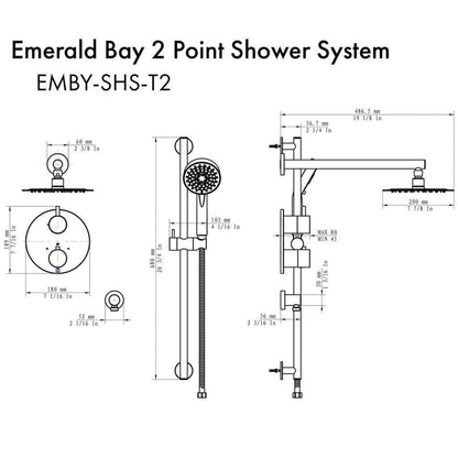 ZLINE Emerald Bay Polished Gold Thermostatic Rain Shower System
