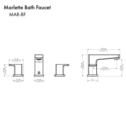 ZLINE Marlette Widespread 1.5 GPM Matte Black Bathroom Faucet With Drain