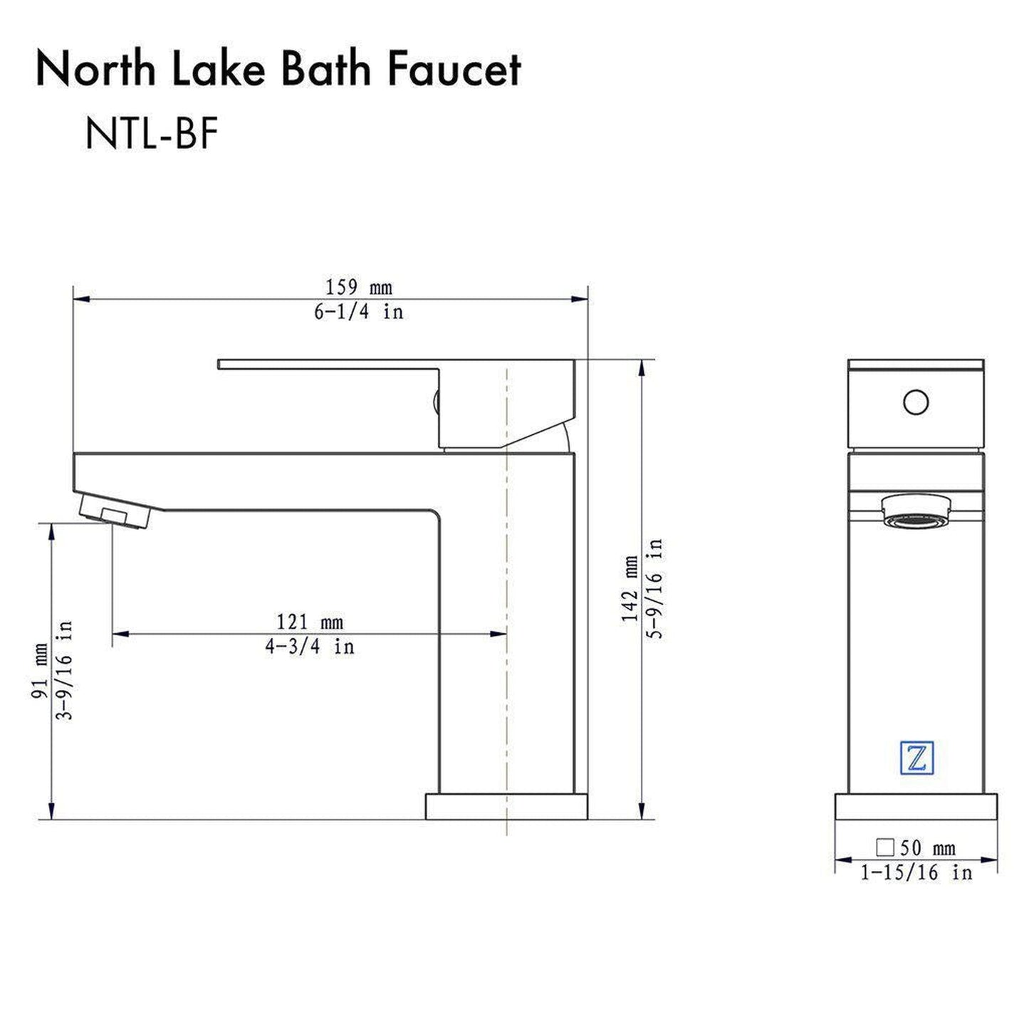 ZLINE North Lake Single Hole 1.5 GPM Chrome Bathroom Faucet With Drain