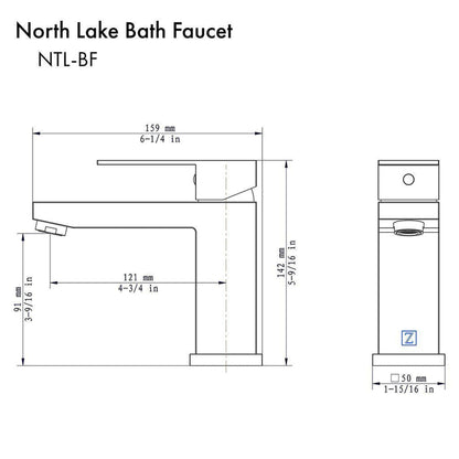 ZLINE North Lake Single Hole 1.5 GPM Chrome Bathroom Faucet With Drain