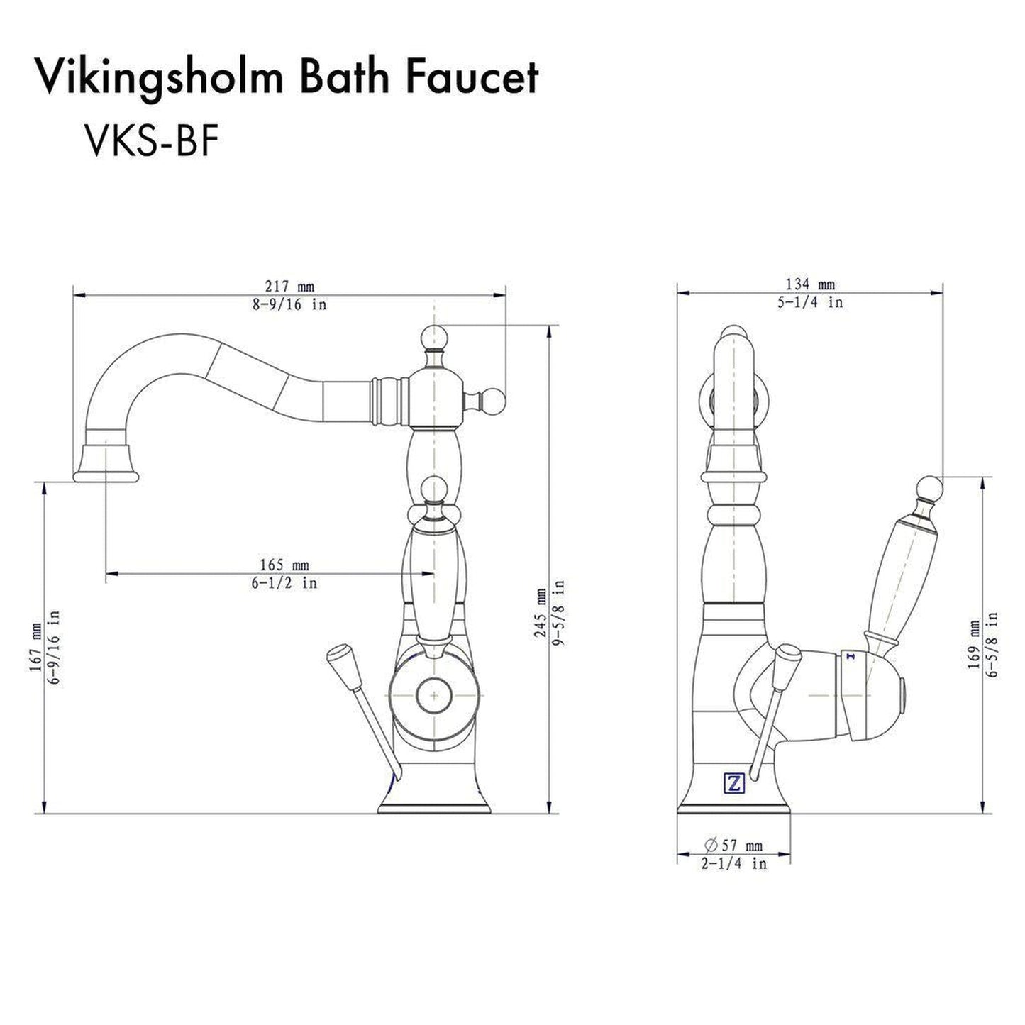 ZLINE Vikingsholm Single Hole 1.5 GPM Chrome Bathroom Faucet With Drain